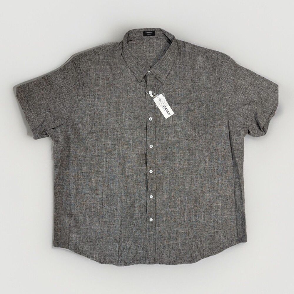 NWT Coofandy Shirt Mens Gray Linen Blend Button Up Pocket Casual SZ 2XL